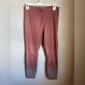 Fabletics Mauve Leggings with Gray Accents